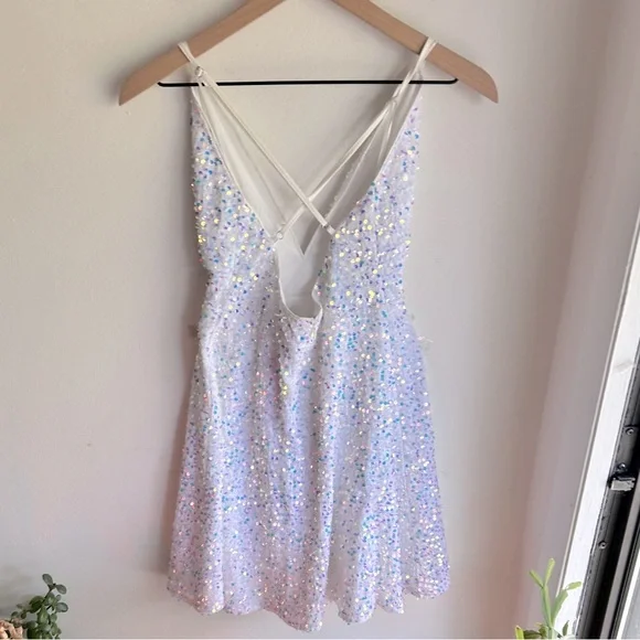 Southern Fried Chics white with multi sequins mini dress NWT  - size S - Picture 2 of 5